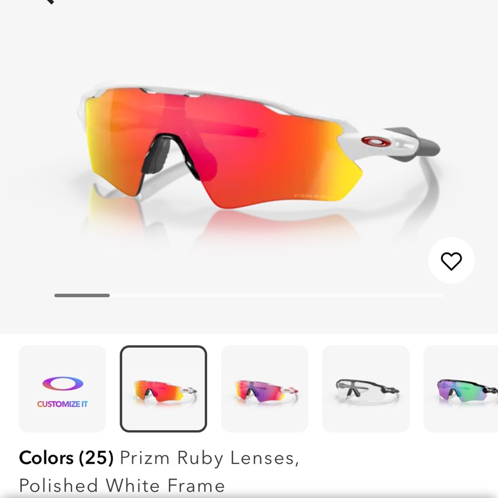 Oakley Prizm Ruby Sunglasses - Polished White Frame with Red-Orange Lenses
